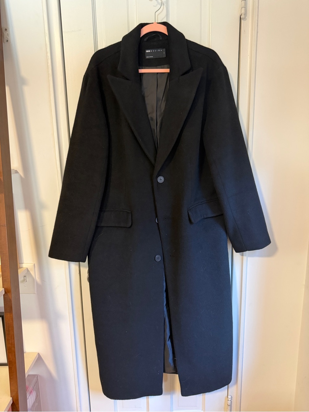 ASOS Design Black Wool Long Trench Coat